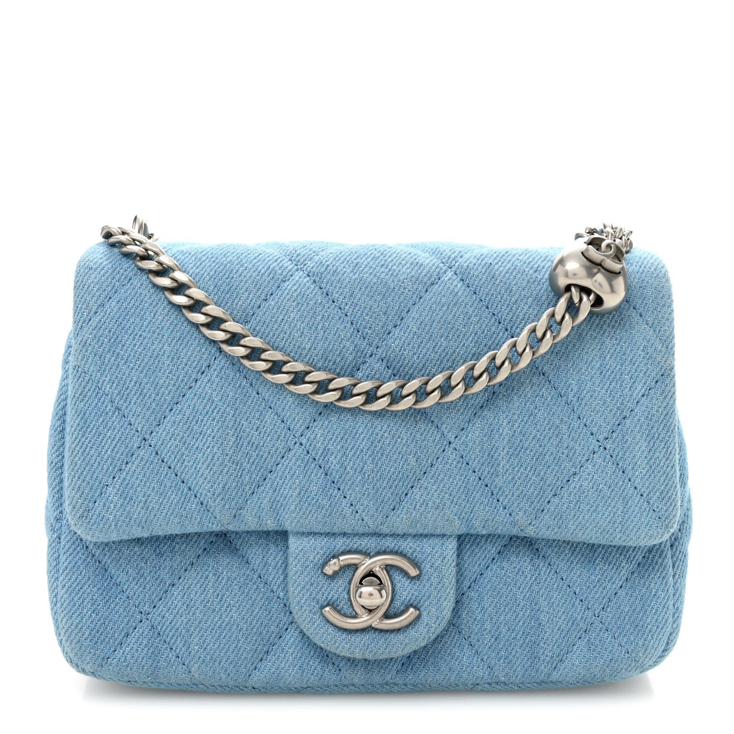 Chanel Denim Quilted Sweetheart Mini Flap Blue