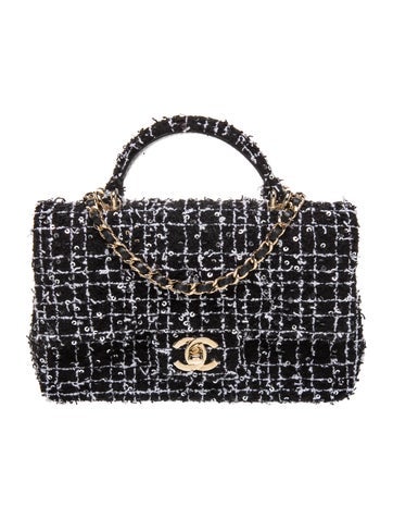 2024 Classic Rectangular Mini Tweed Top Handle Flap Bag