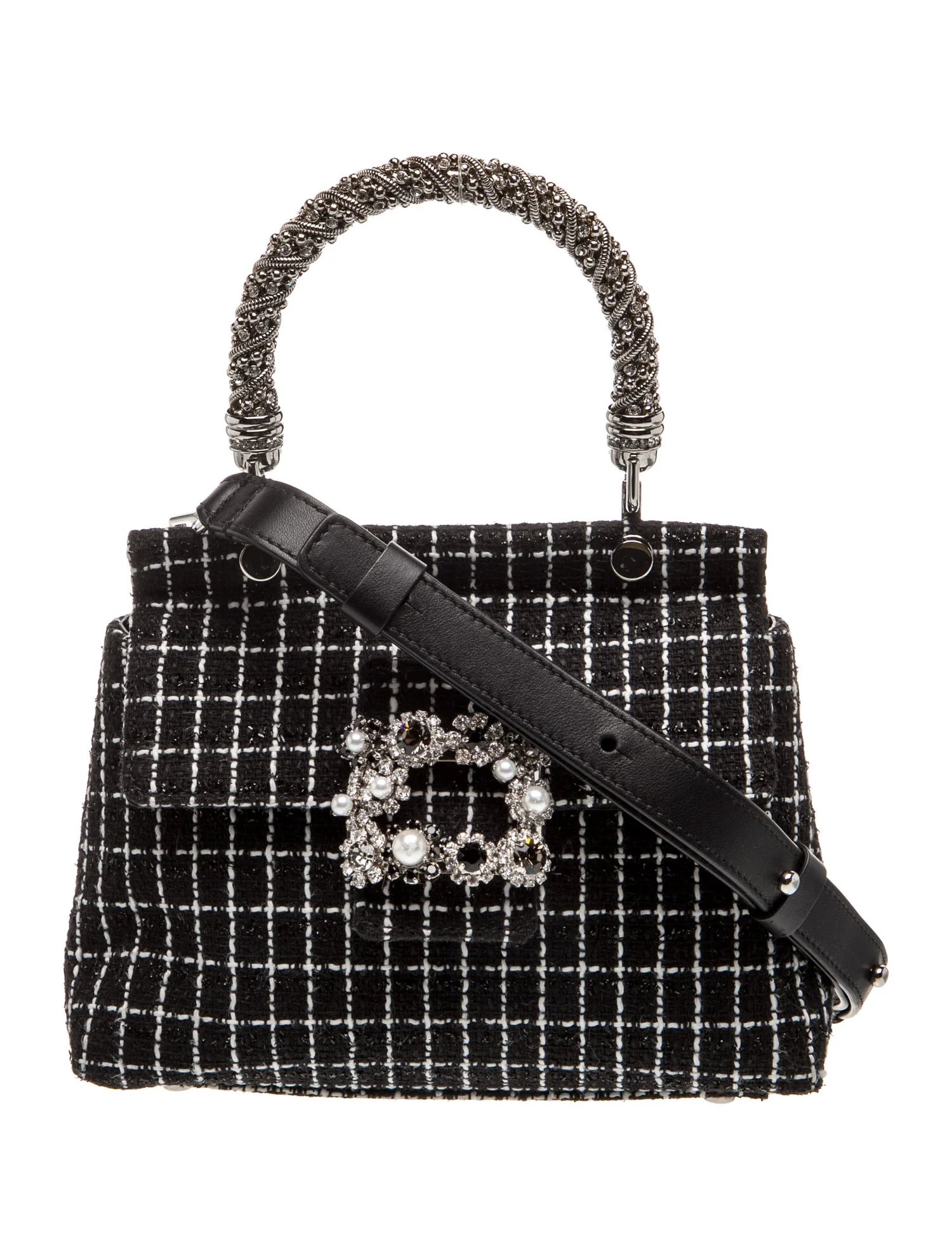 Roger Vivier Tweed Top Handle Bag