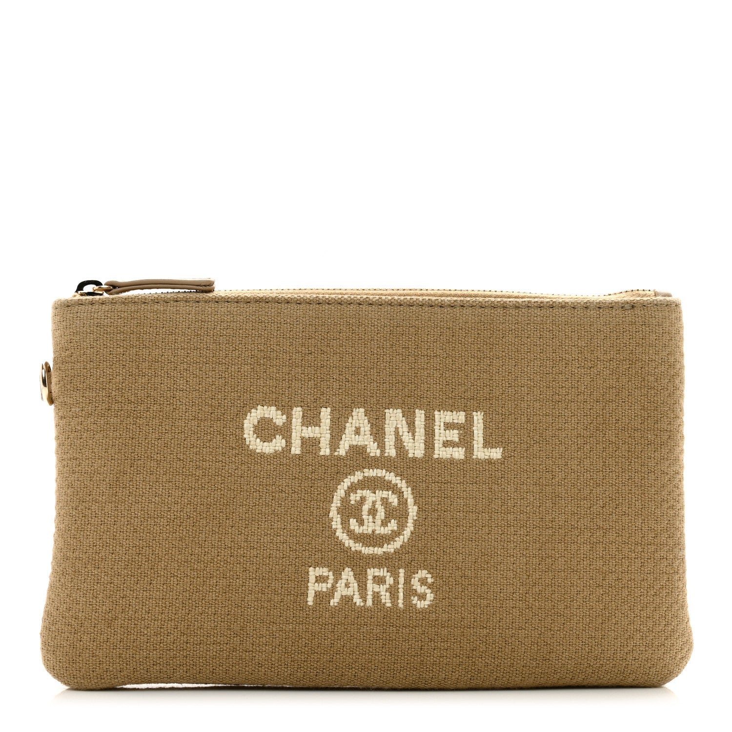 Chanel Mixed Fibers Small Deauville Pouch Beige