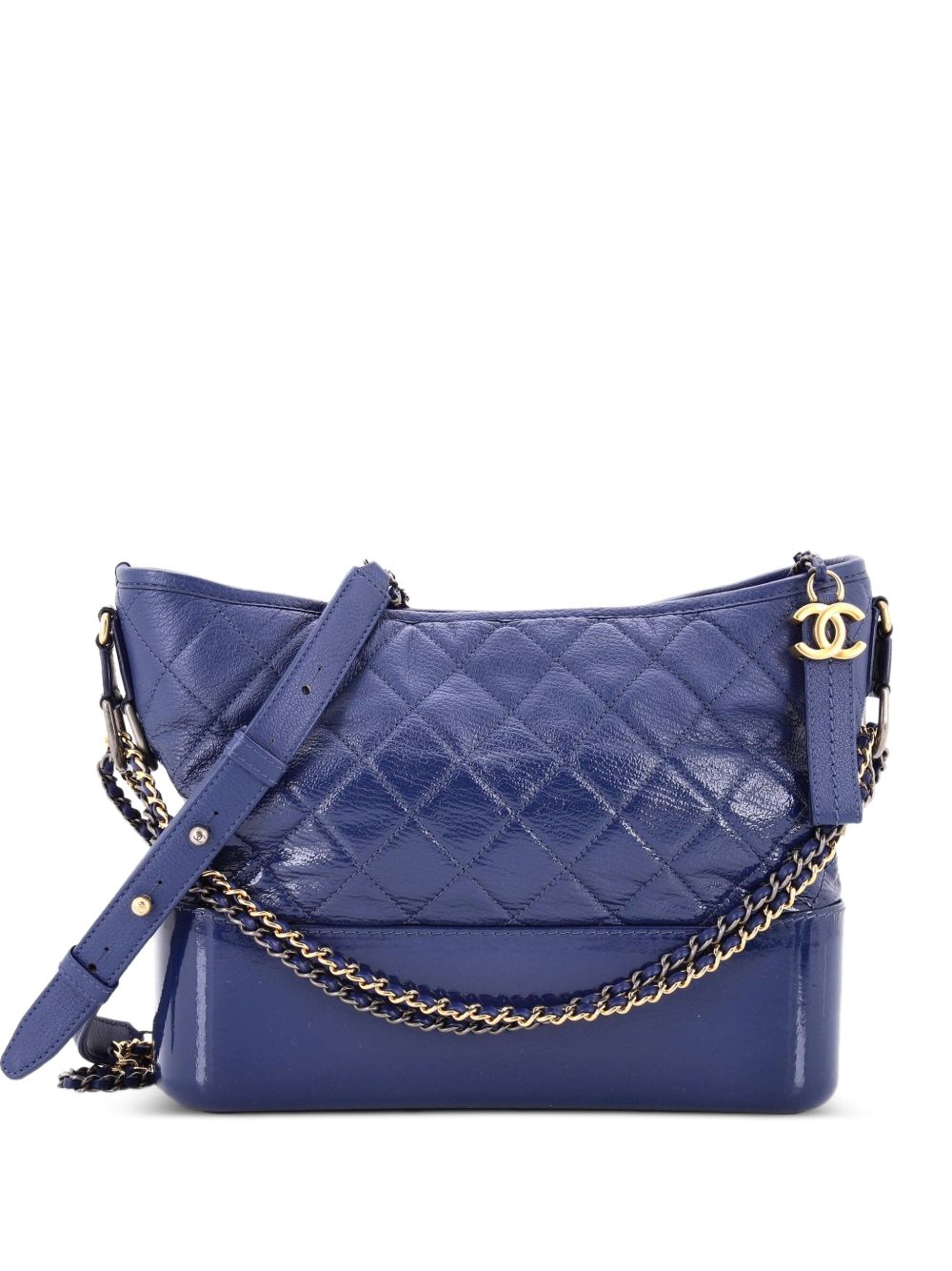 Gabrielle Quilted Goatskin and Patent Medium hobo bag