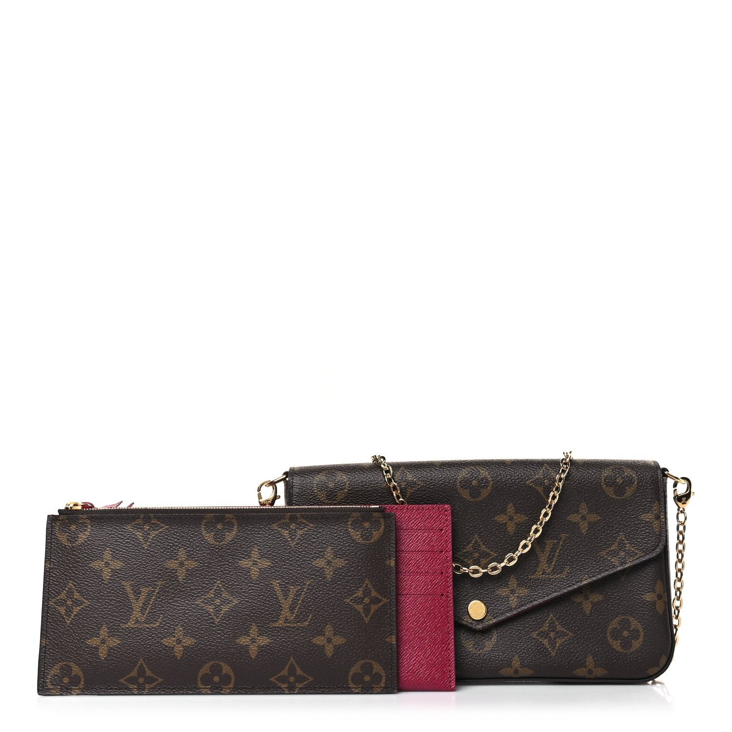 Louis Vuitton Monogram Pochette Felicie Chain Wallet Fuchsia