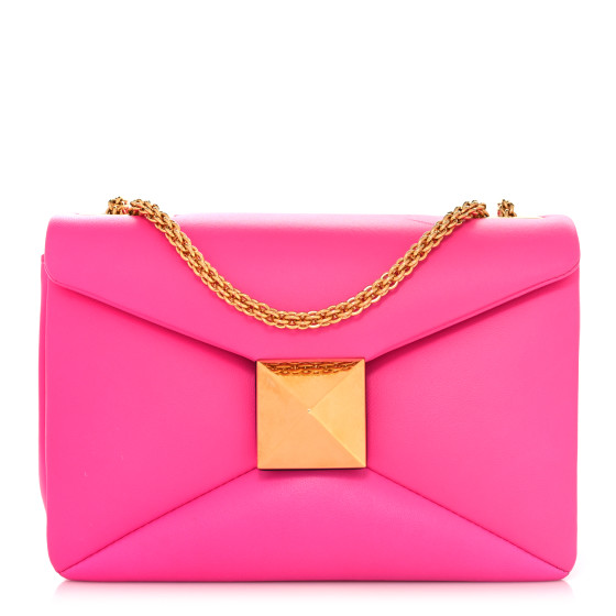 Valentino Garavani Nappa One Stud Chain Clutch Pink PP
