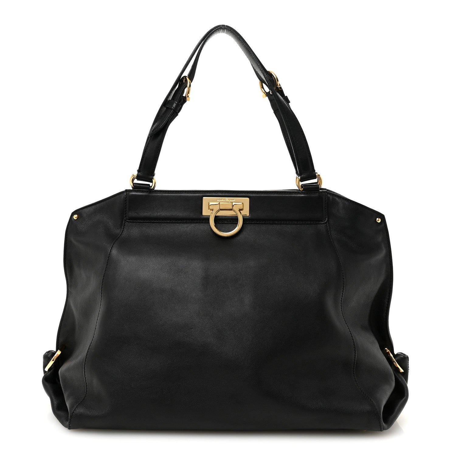 Salvatore Ferragamo Calfskin Trifolio Tote Black