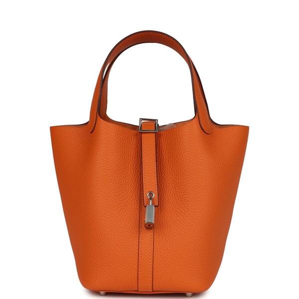 Hermes Hermes Picotin Lock 18 Orange Clemence Palladium Hardware