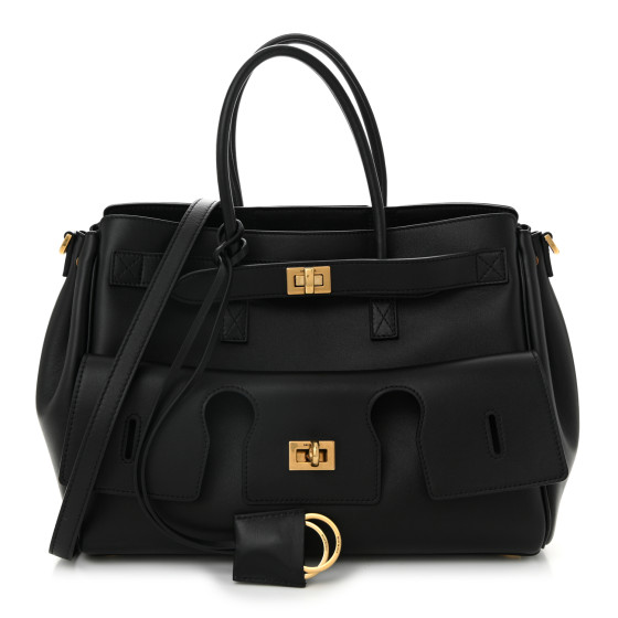 Balenciaga Smooth Calfskin Small Bel Air Carry All Bag Black