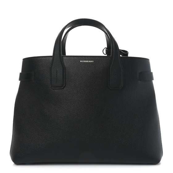 Burberry Derby Calfskin Medium Banner Tote Black