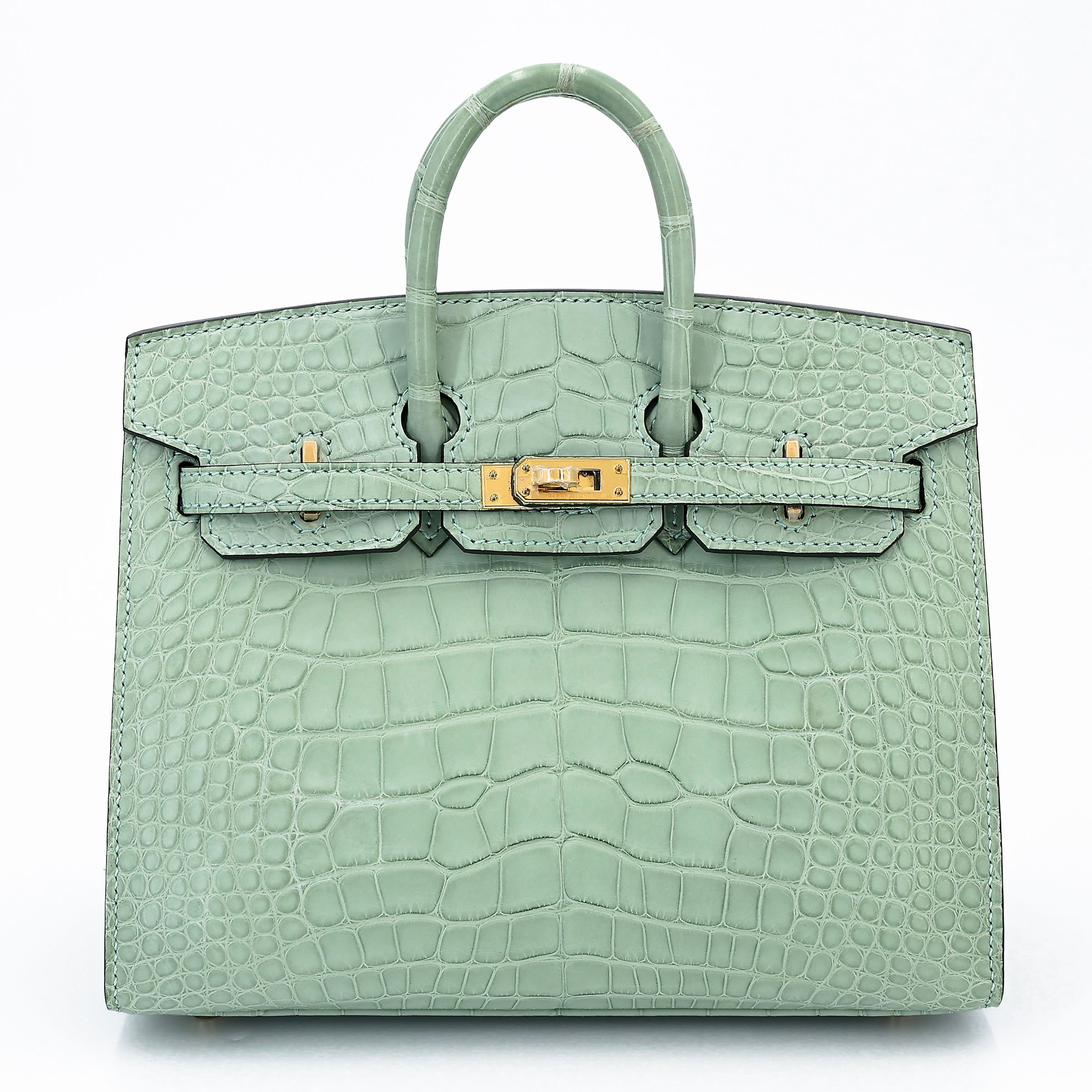 Hermes Unused ( Rank NS ) HERMÈS Birkin 20 Vert d’Eau (6U) Matte Alligator Gold hardware B (2023)