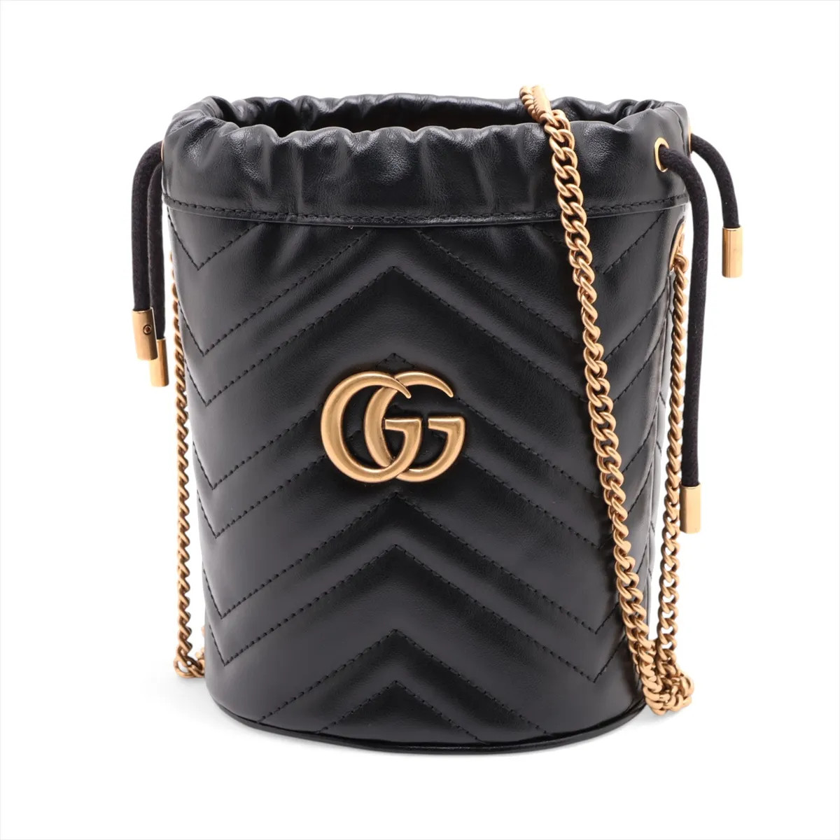 Gucci GG Marmont 575163 Leather Chain Shoulder Bag Black