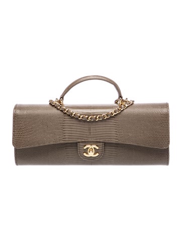 2026 Lizard Embossed Long Top Handle Clutch w/ Chain