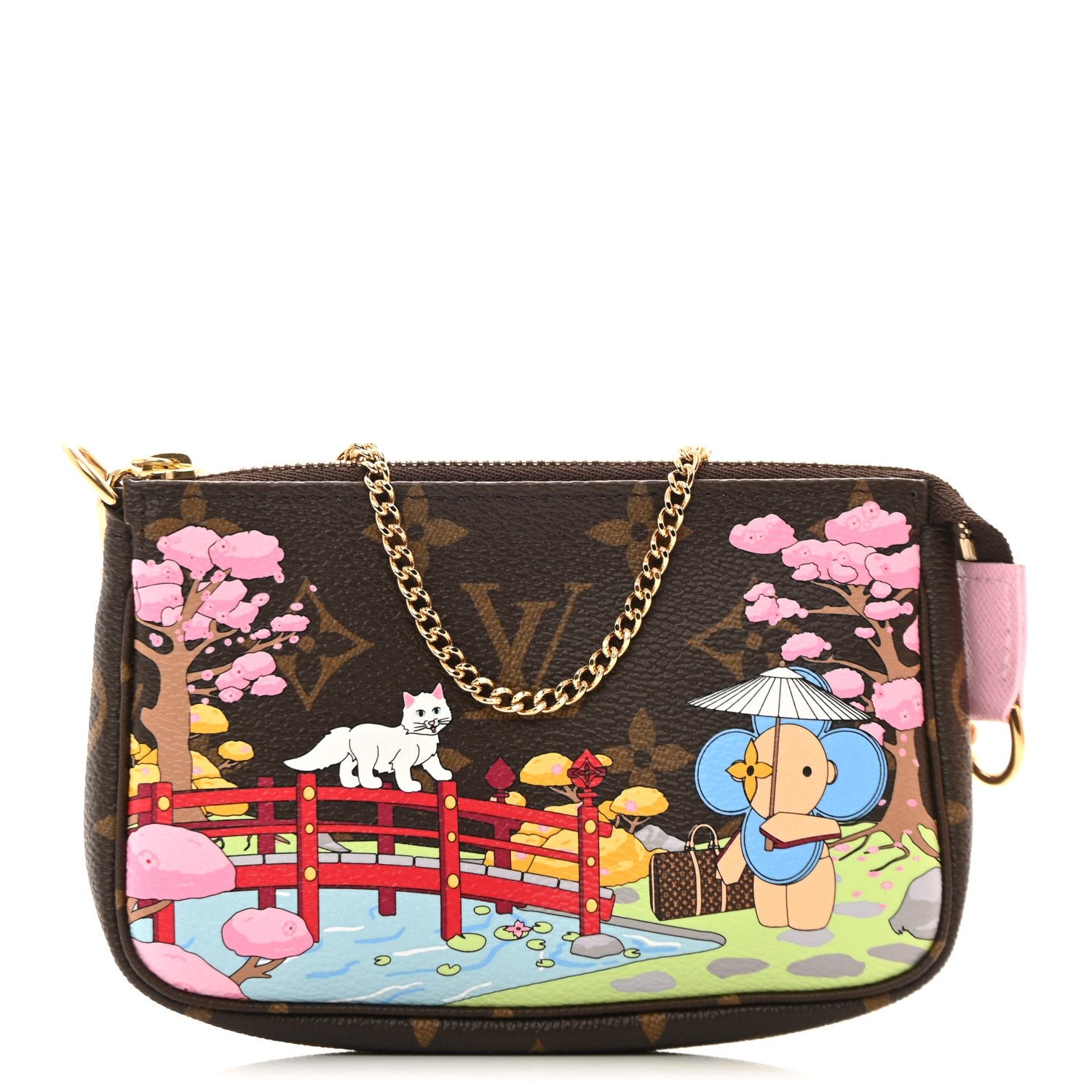 Louis Vuitton Monogram 2021 Christmas Animation Japanese Garden Mini Pochette Accessories  Wisteria Pink