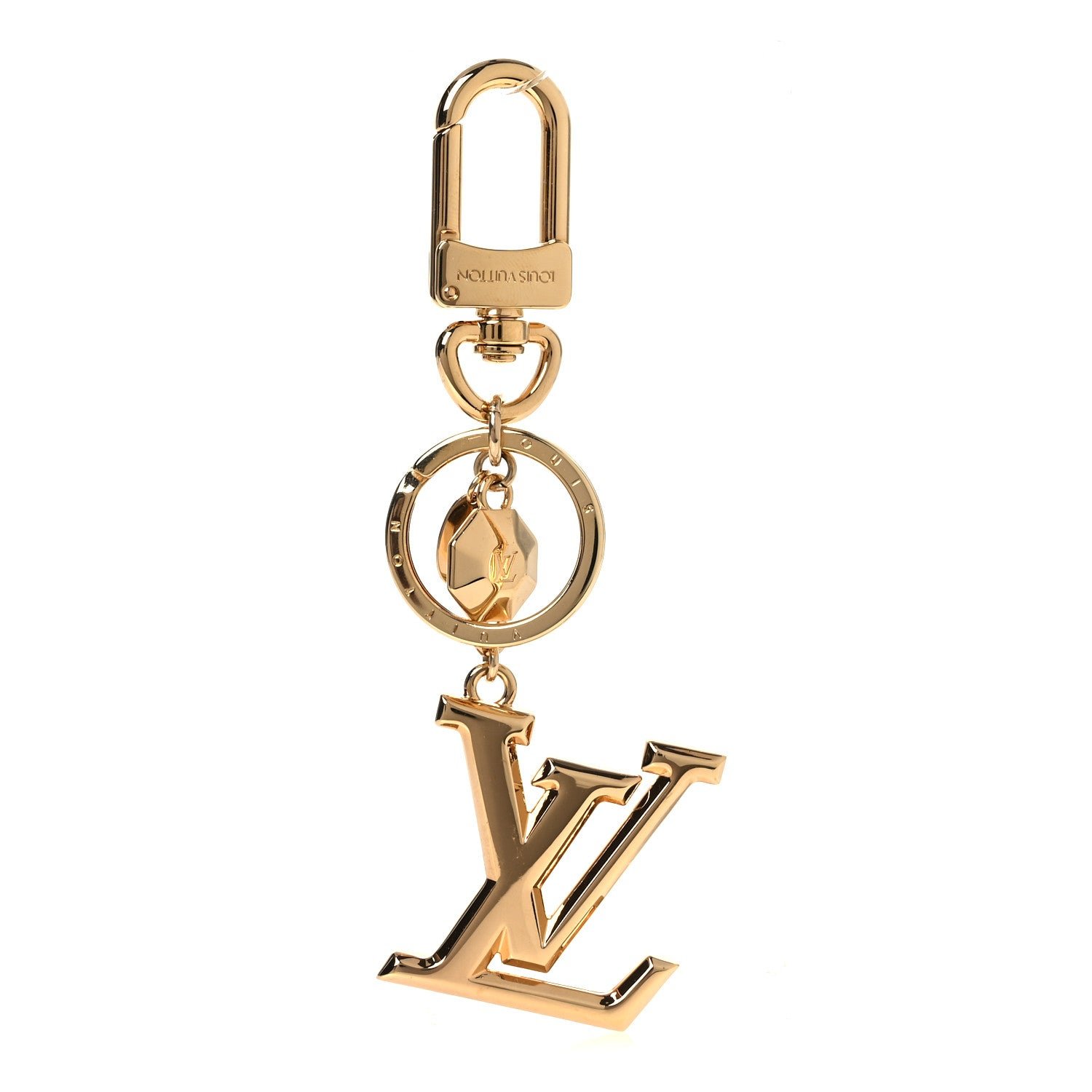 Louis Vuitton LV Facettes Bag Charm Key Holder Gold Gold