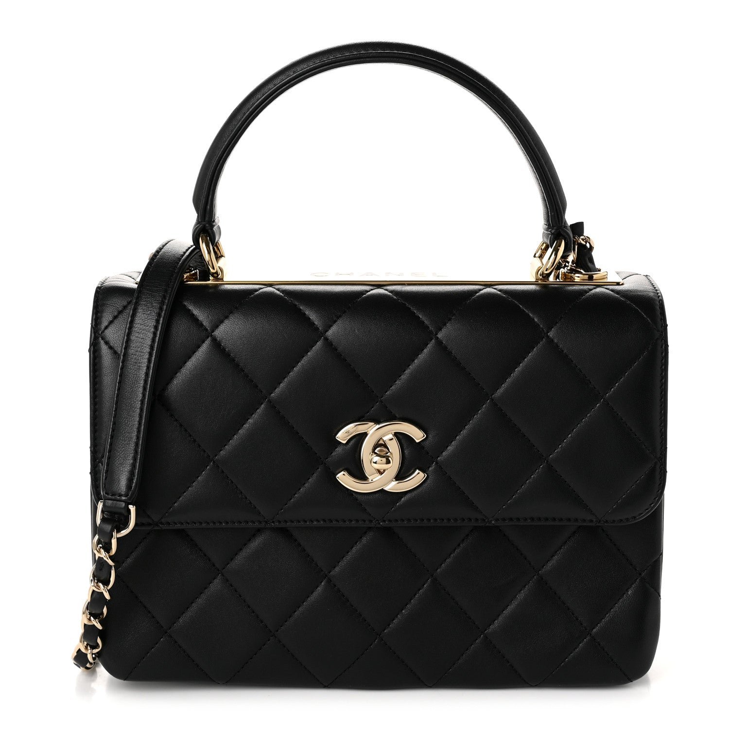 Chanel Lambskin Quilted Small Trendy CC Dual Handle Flap Bag Black