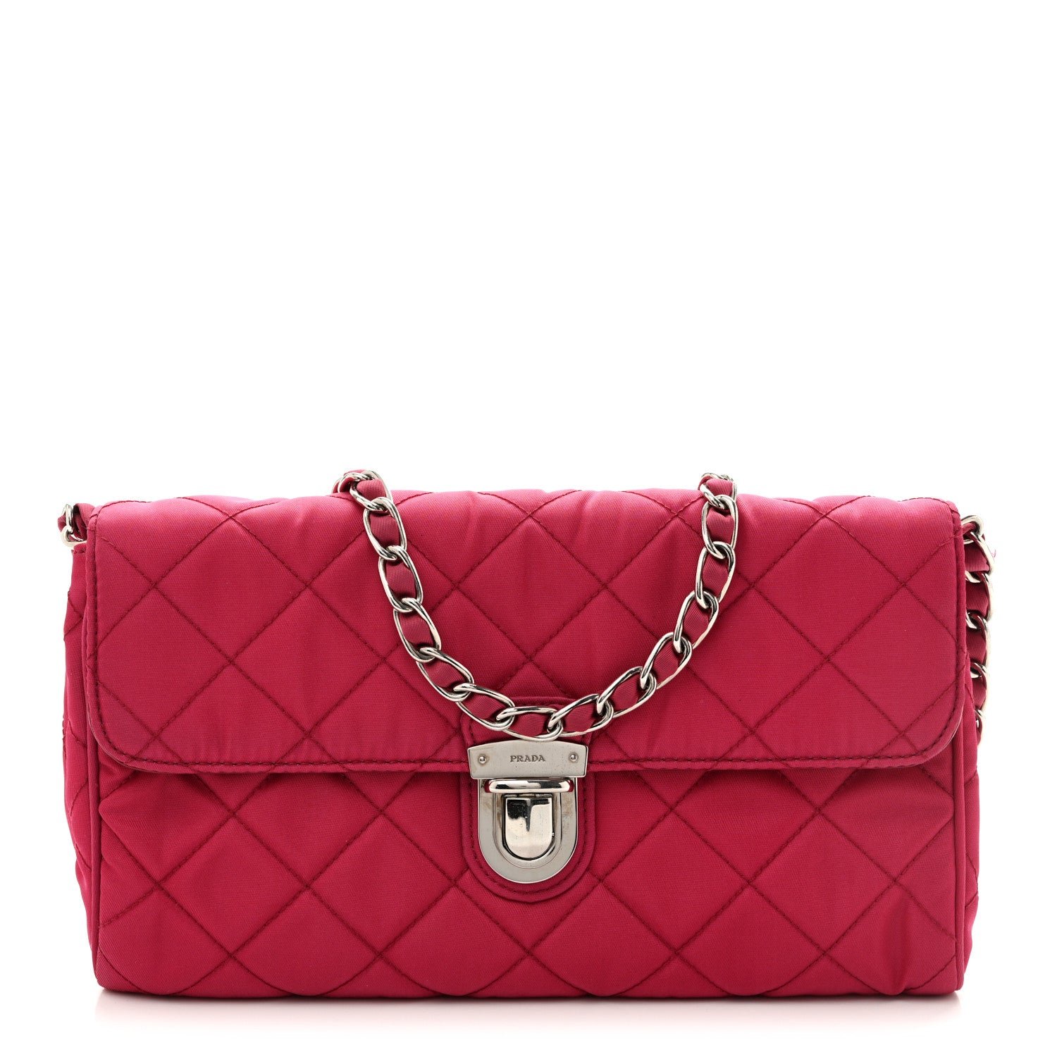 Prada Tessuto Nylon Impuntura Flap Chain Bag Ibisco
