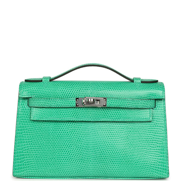 Hermes Hermes Kelly Pochette Menthe Varanus Niloticus Lizard Palladium Hardware