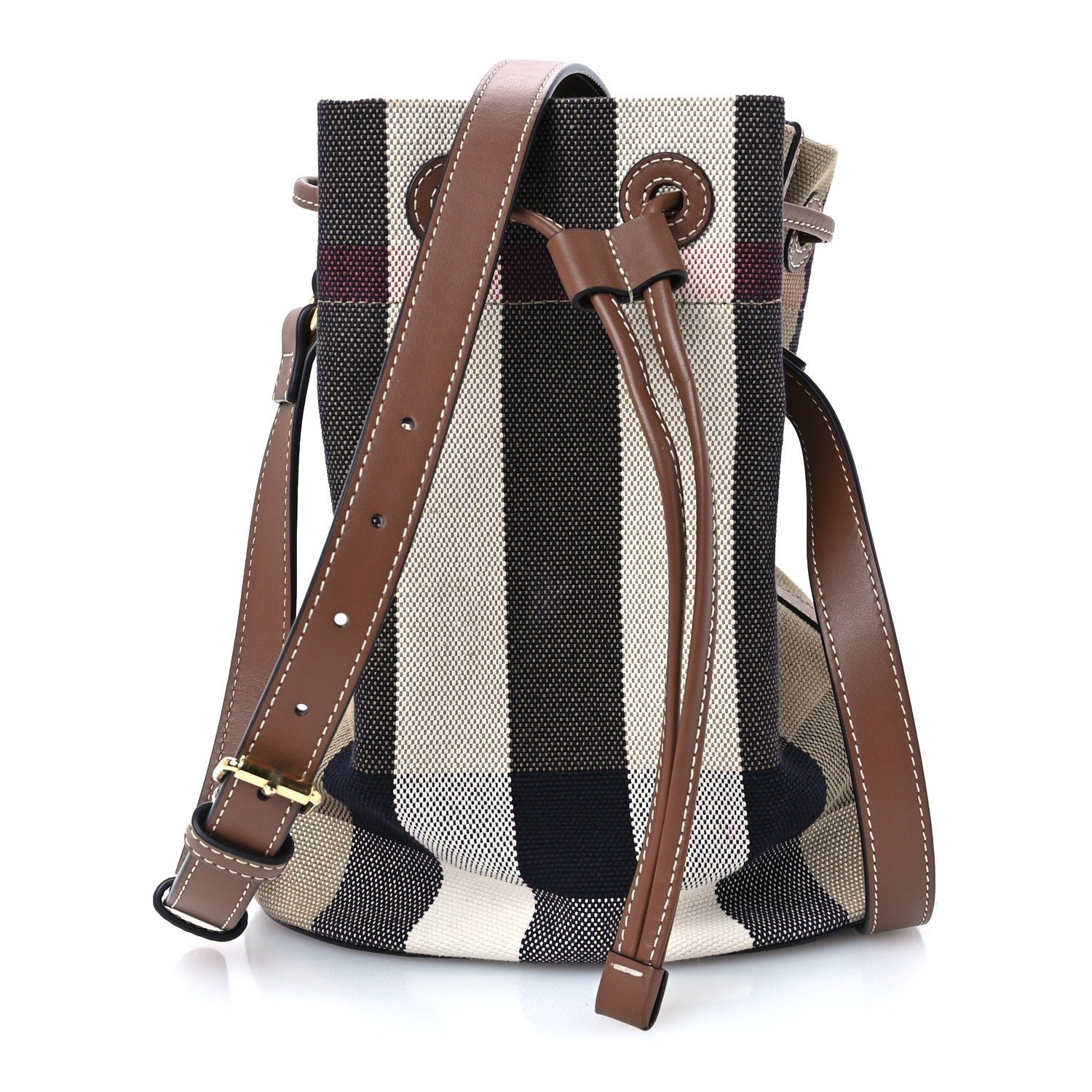 Burberry Giant Check Canvas Small Bucket Bag Taupe Brown