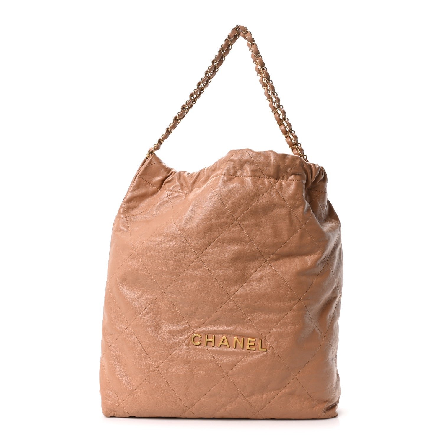Chanel Shiny Calfskin Quilted Large Chanel 22 Brown