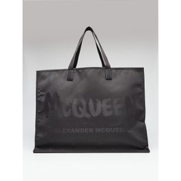 Alexander McQueen Alexander McQueen Black Nylon Graffiti Logo Large Tote Bag