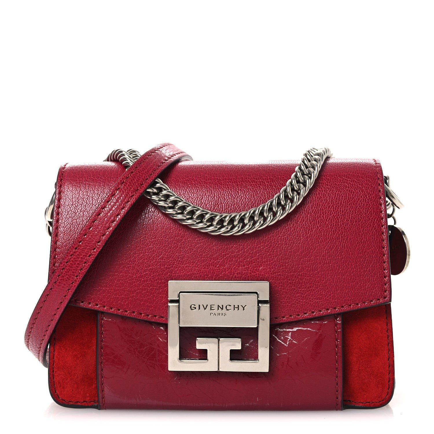Givenchy Goatskin Mini GV3 Shoulder Bag Cherry Red
