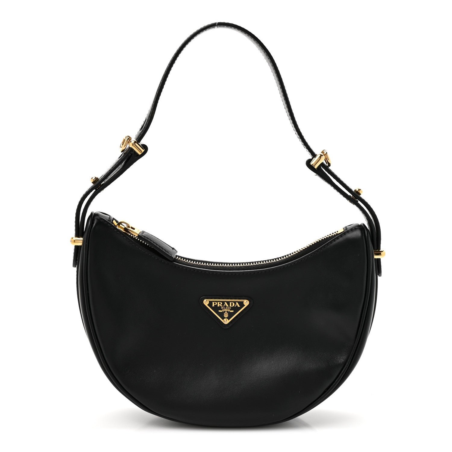 Prada Soft Calfskin Arque Shoulder Bag Black