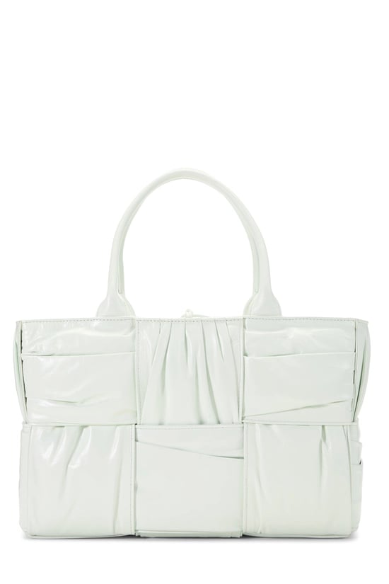 Green Calfskin Maxi Intrecciato Plisse Arco Tote Small