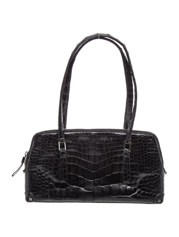 Embossed Leather Vintage Alligator Shoulder Bag
