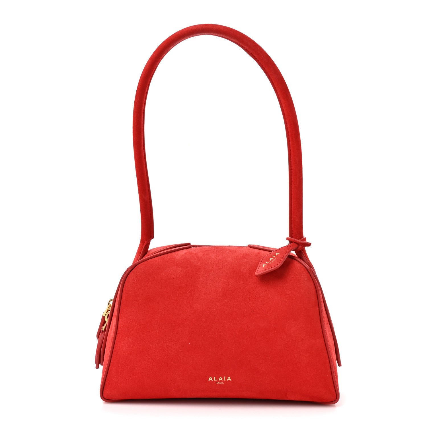 Alaia Suede Mini Le Bouledogue Bag Red