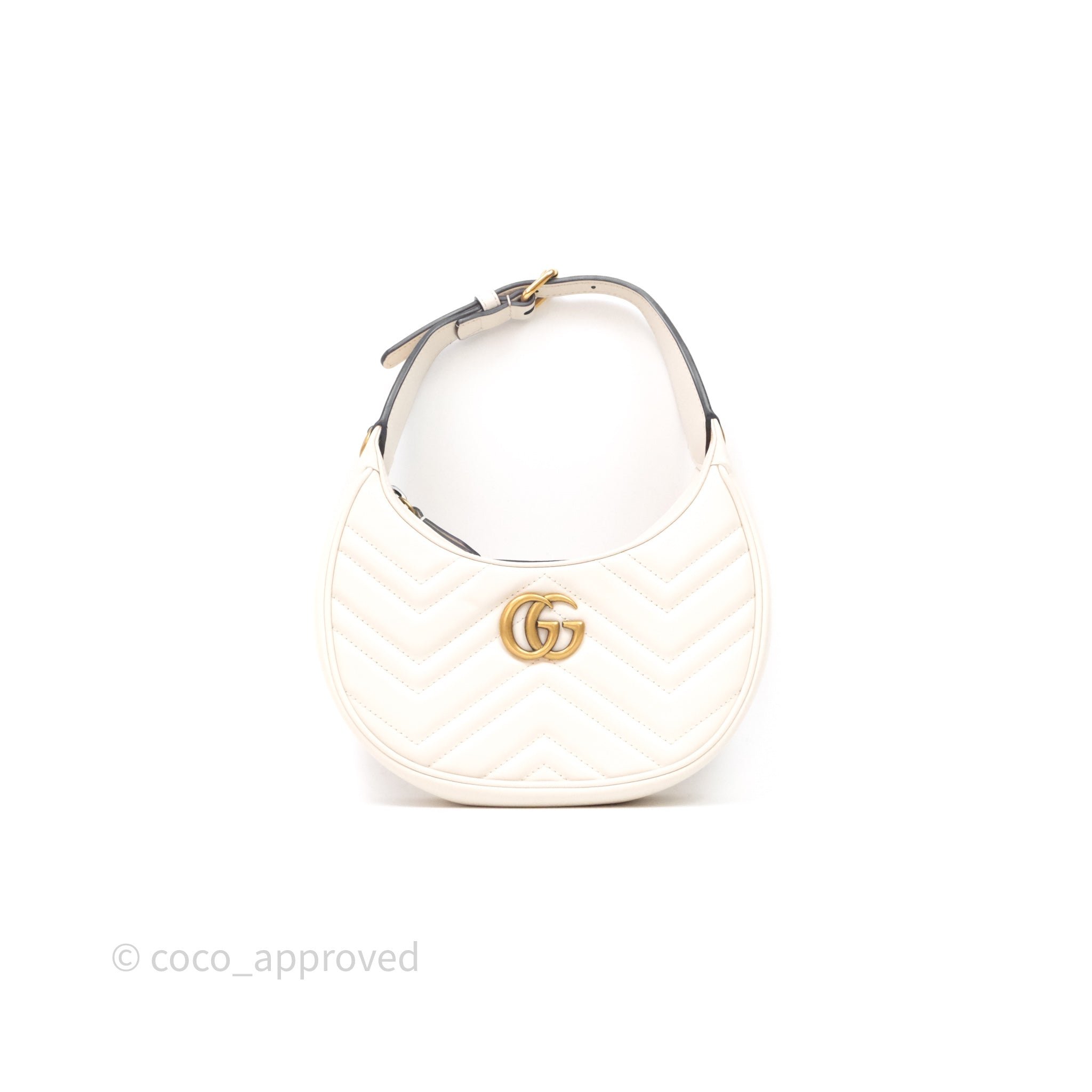 Gucci GG Marmont Half Moon-shaped Hobo Bag White