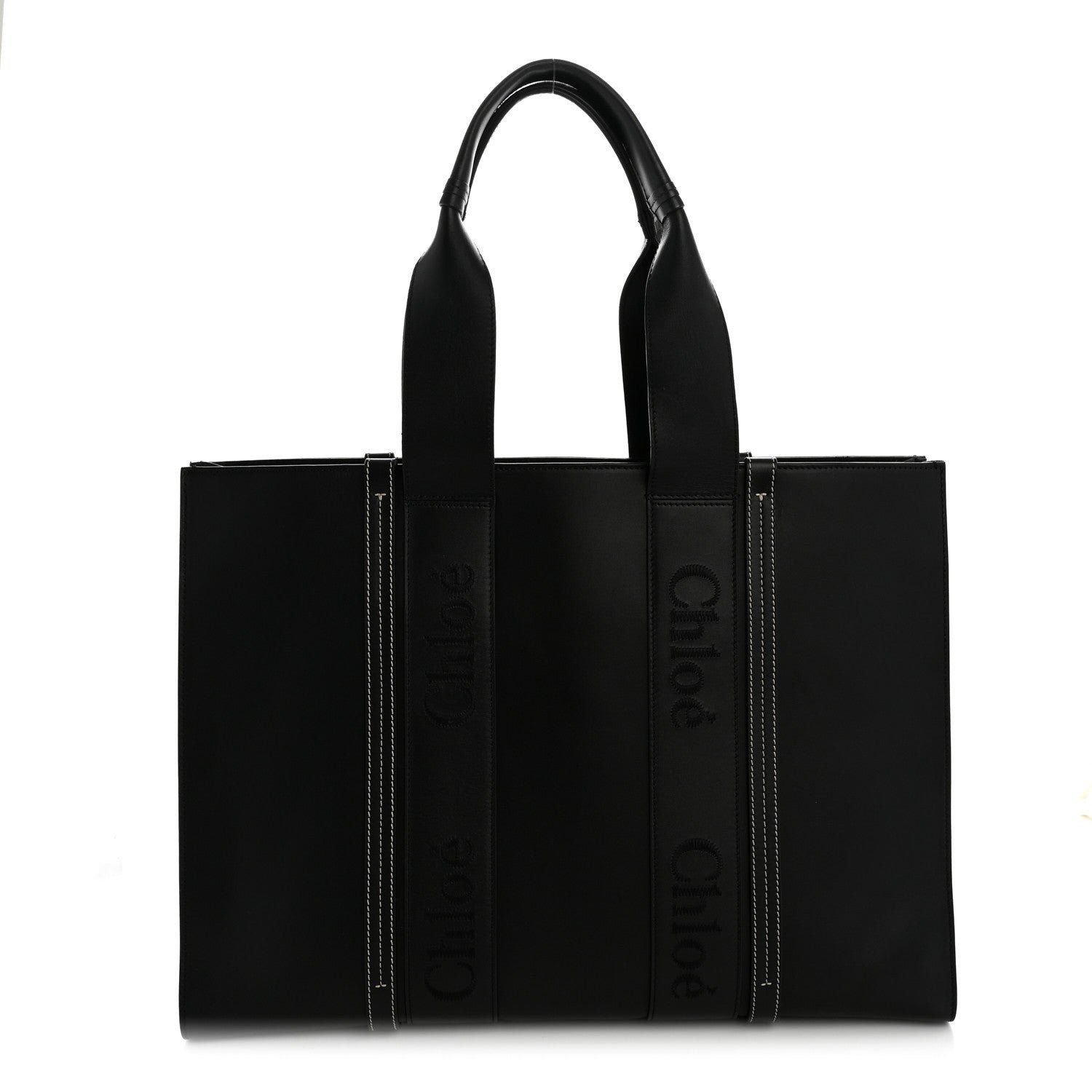 Chloe Calfskin Large Woody Tote Black