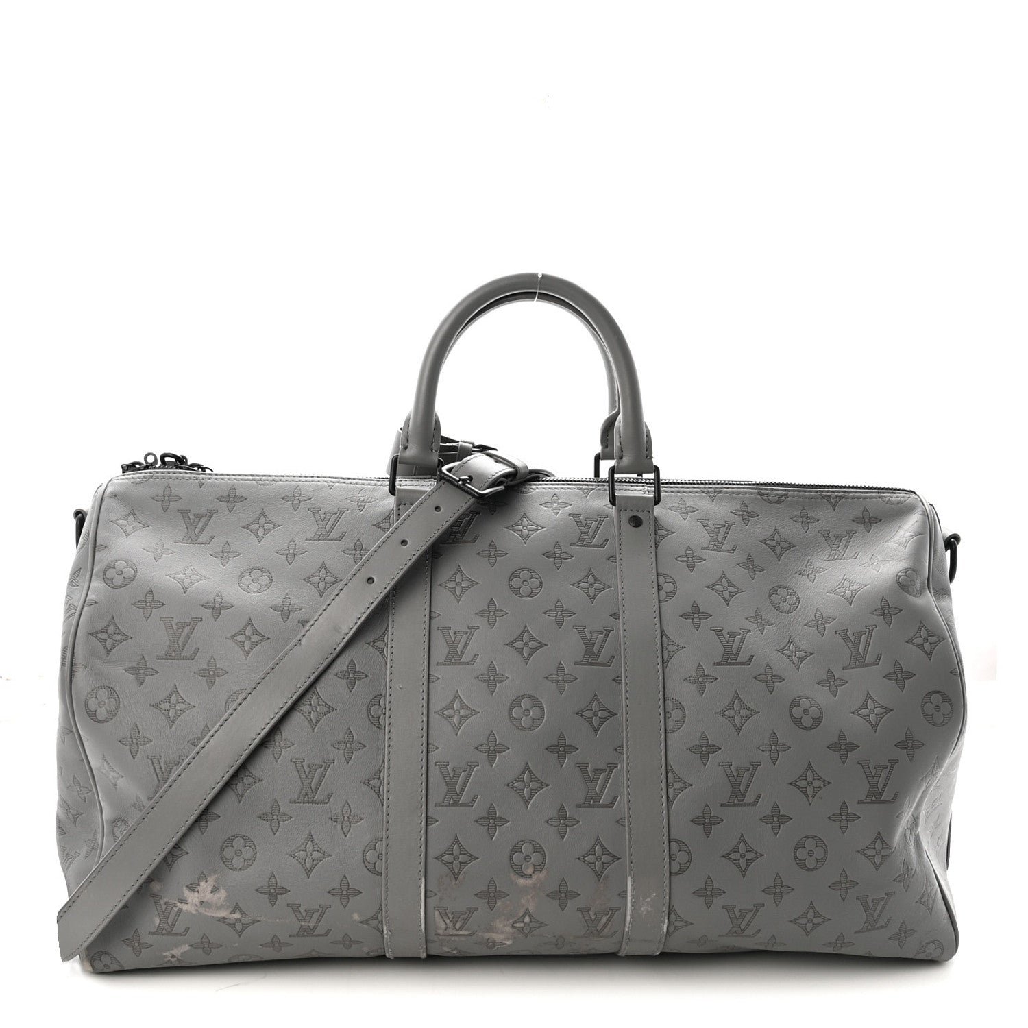 Louis Vuitton Calfskin Monogram Shadow Keepall Bandouliere 50 Anthracite Gray