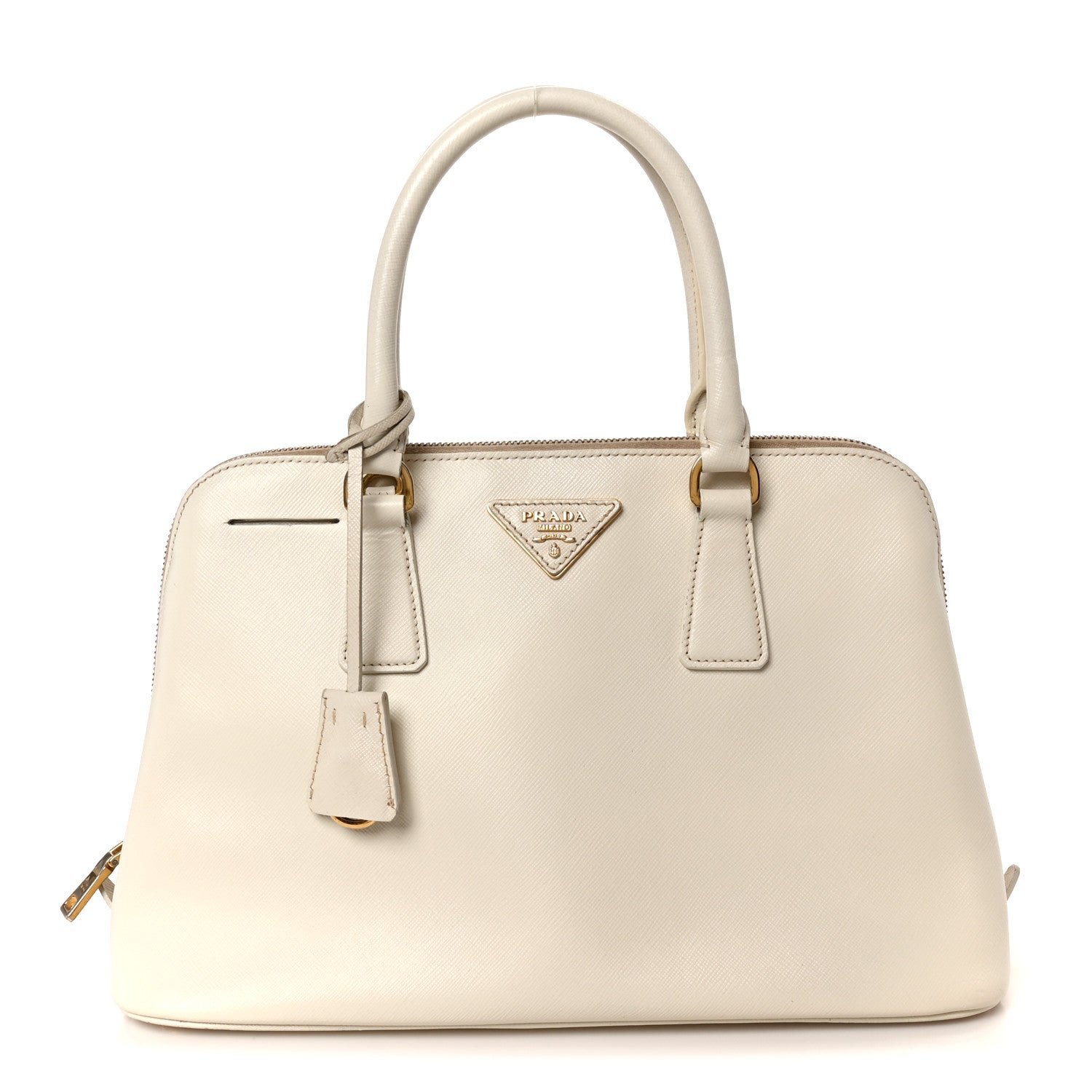 Prada Saffiano Lux Medium Promenade Tote Talco