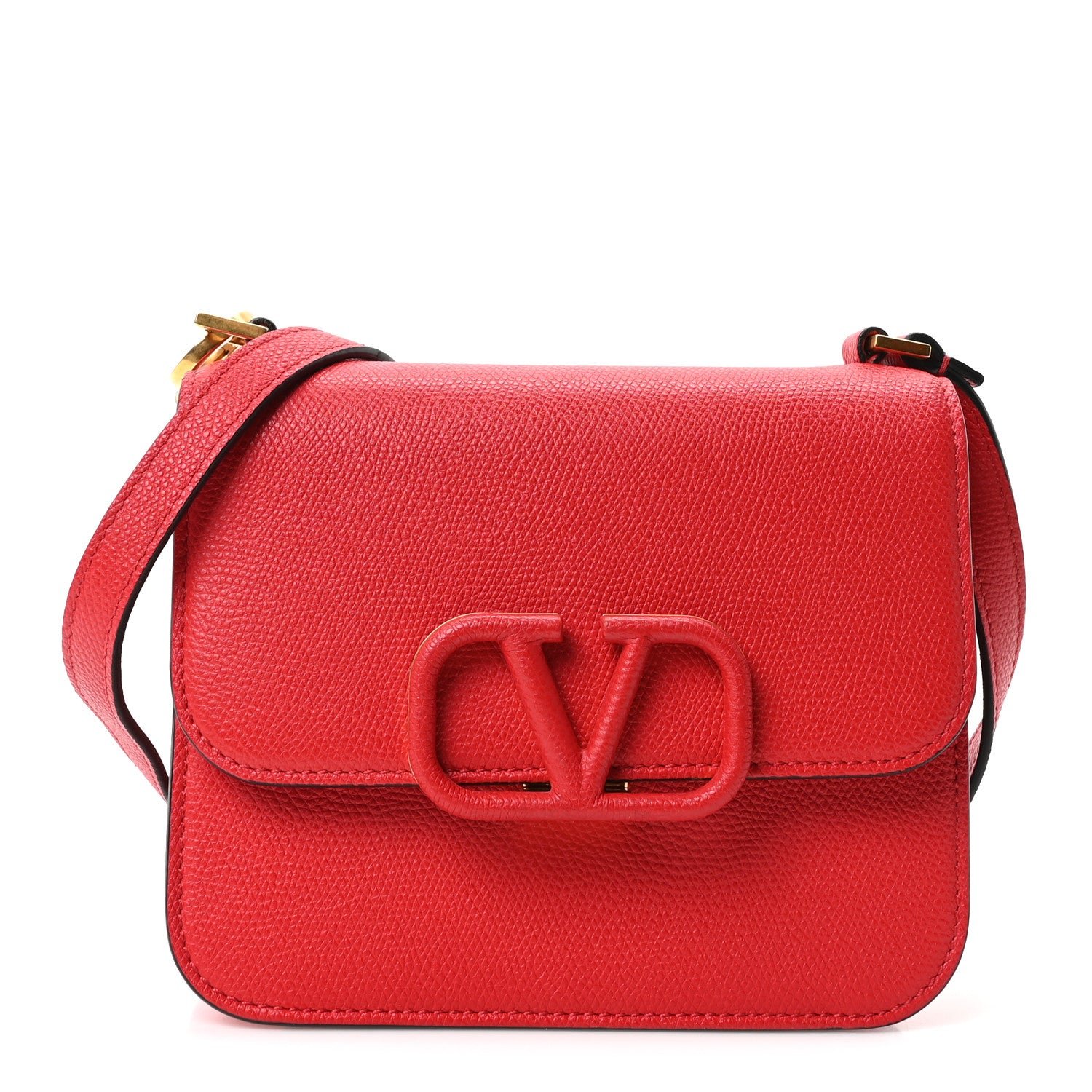 Valentino Garavani Valentino Garavani Grained Calfskin Small VSling Shoulder Bag Red