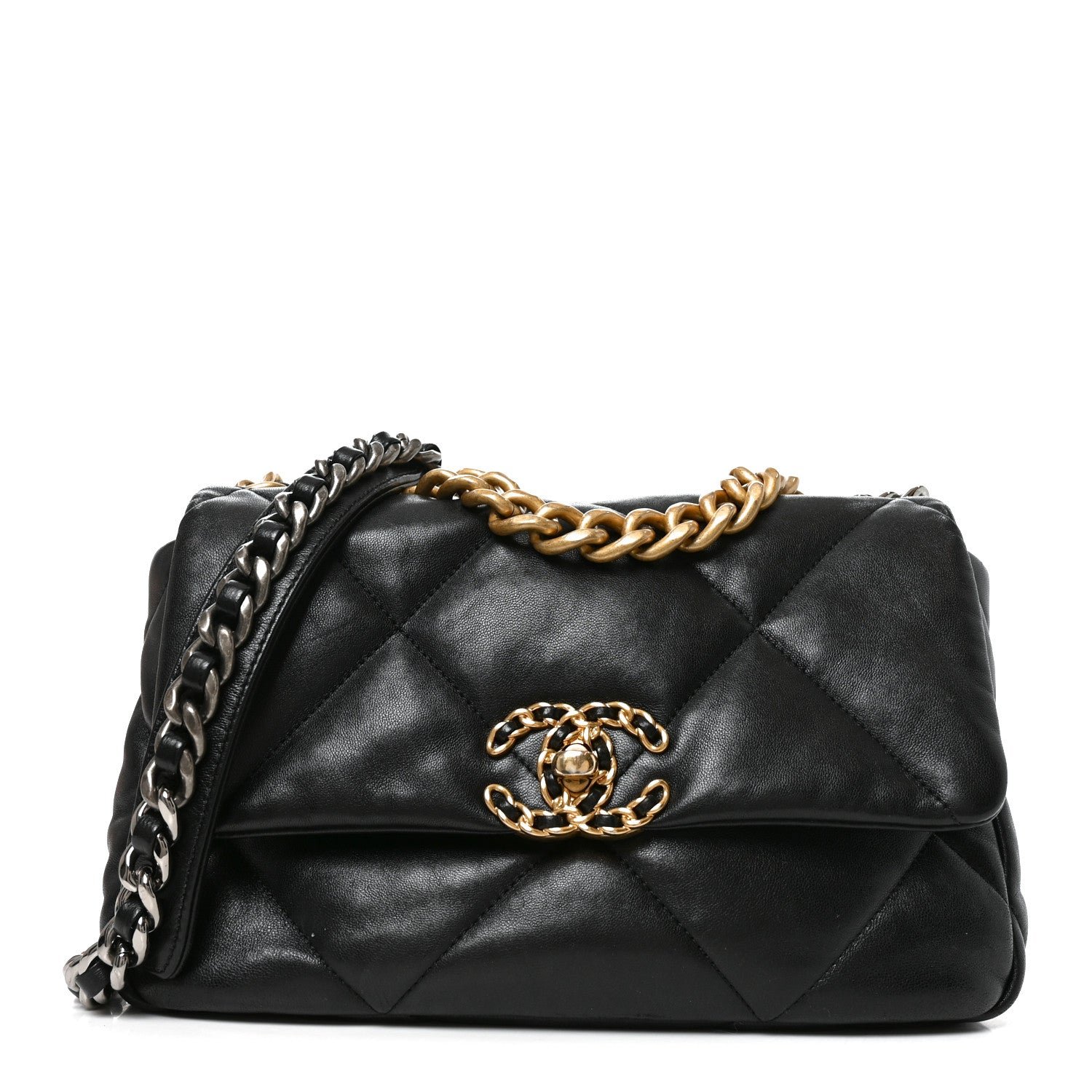 Chanel Lambskin Quilted Medium Chanel 19 Flap Black