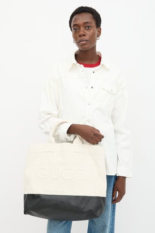 Canvas Embossed Logo Tote Bag