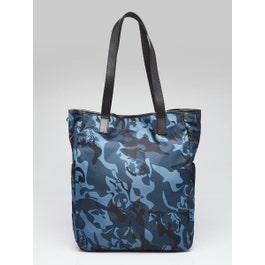 Alexander McQueen Alexander McQueen Blue/Black Camouflage Nylon Tote Bag 