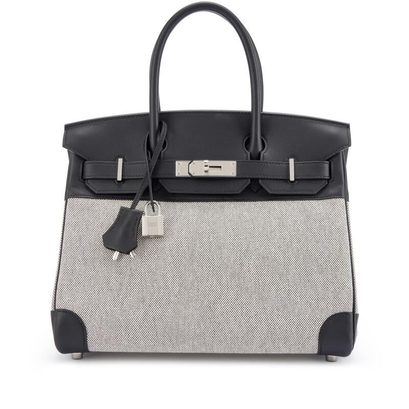 Black Swift and Ecru Toile Birkin 30 Palladium Hardware, 2025