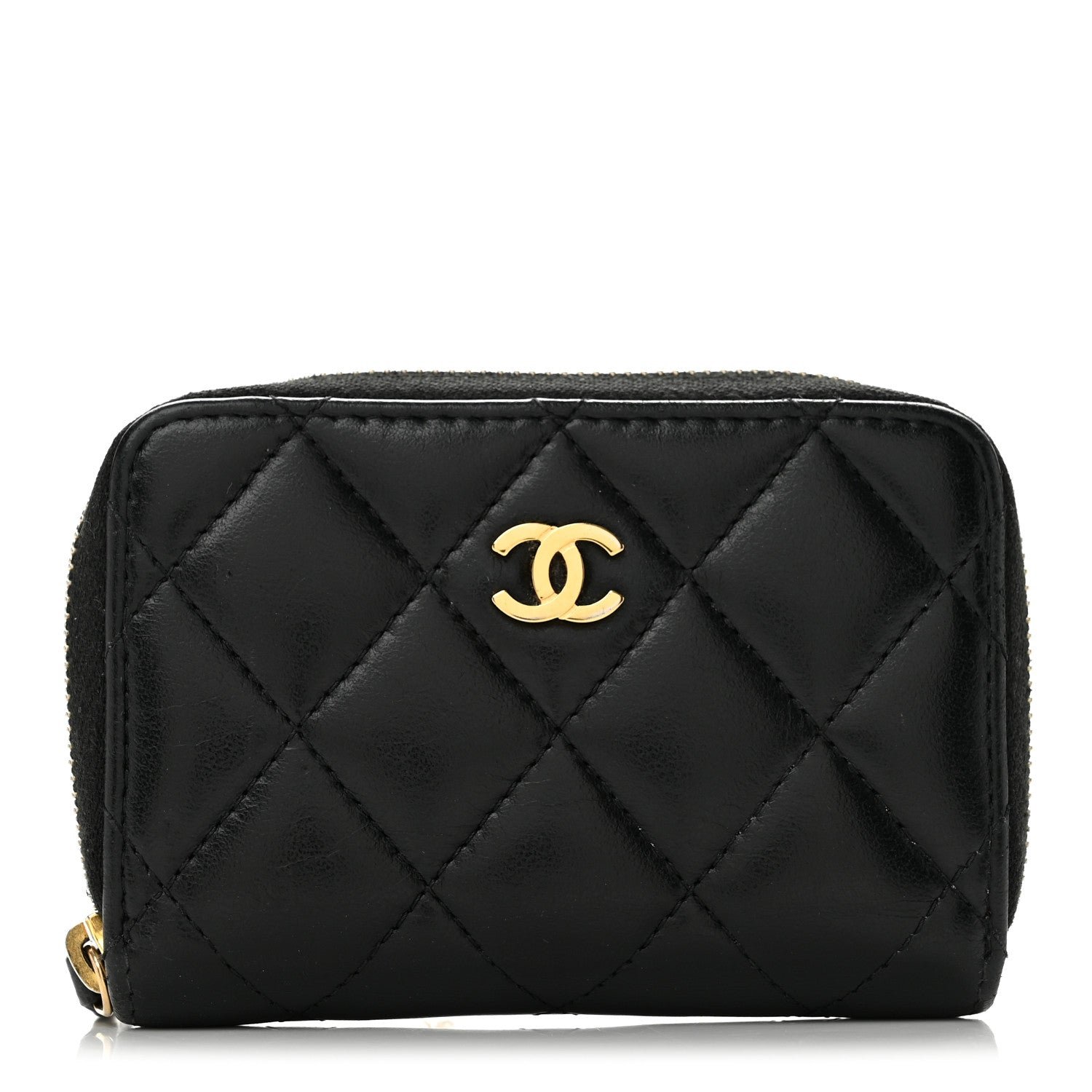 Chanel Lambskin Quilted Zip Coin Purse Black