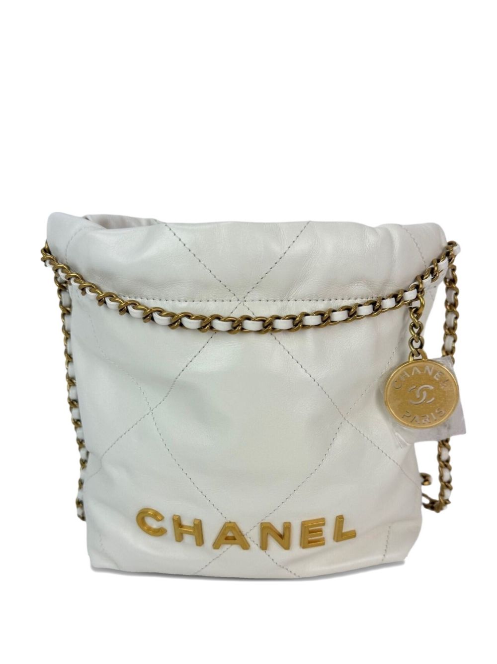 mini 22 quilted leather bucket bag