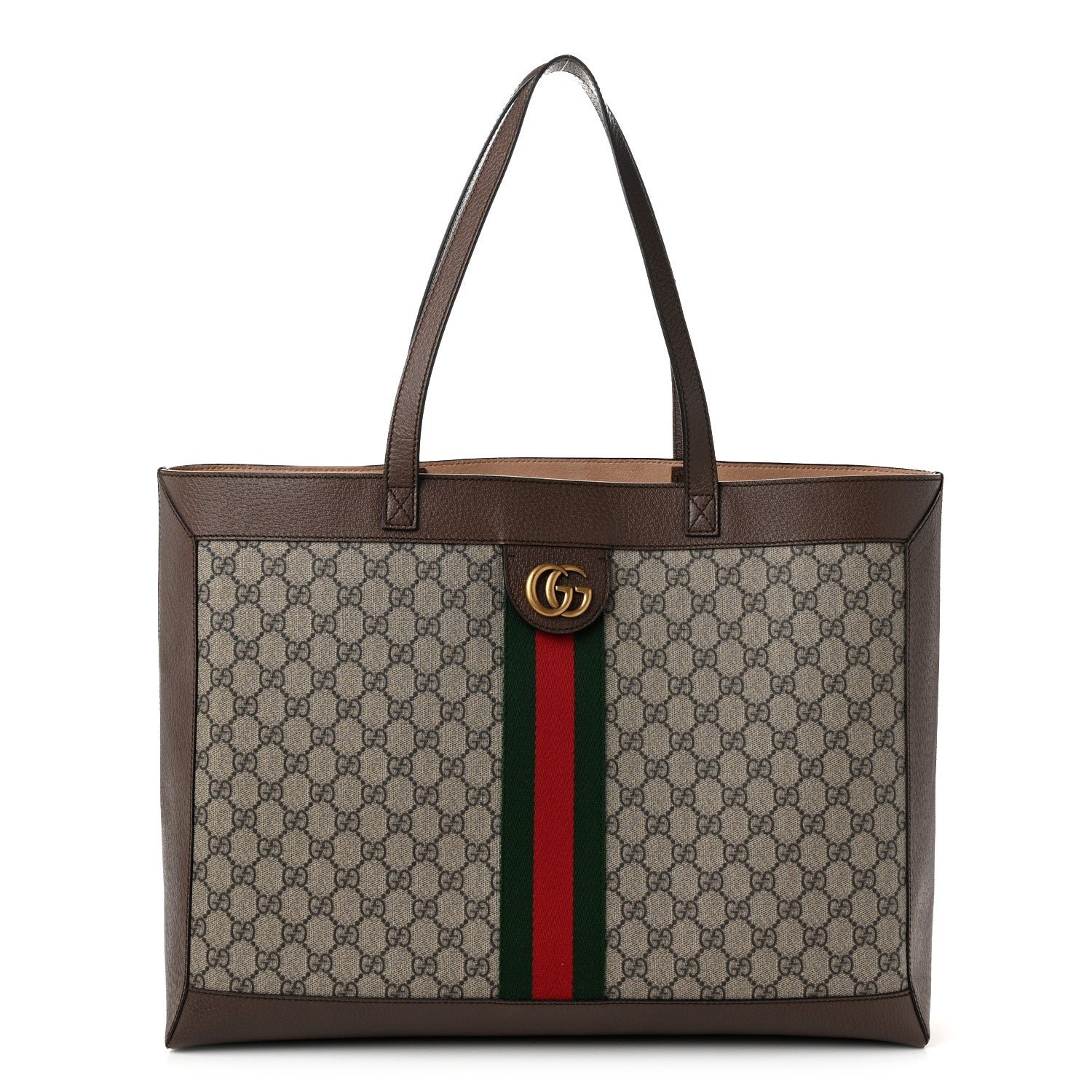 Gucci GG Supreme Monogram Web Ophidia Tote Brown