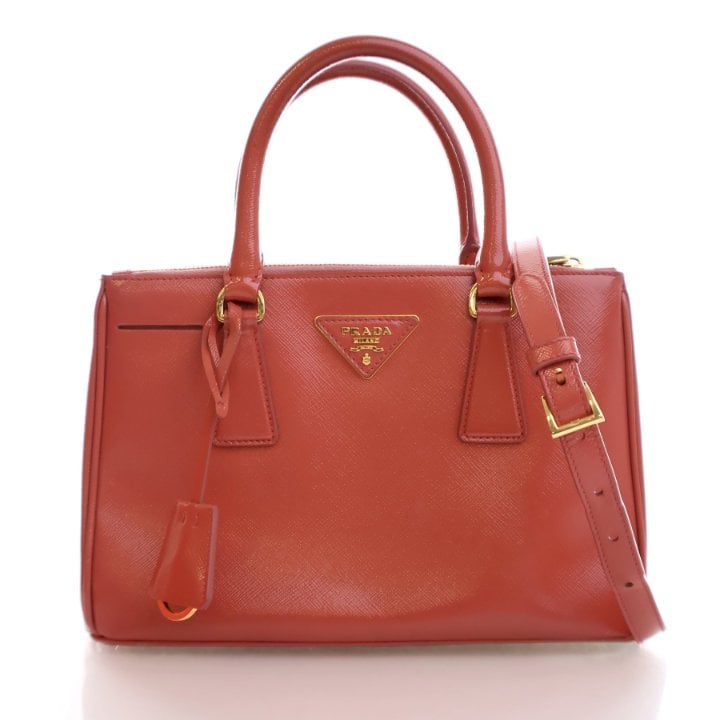 Prada Small Saffiano Vernice Galleria Double Zip Tote