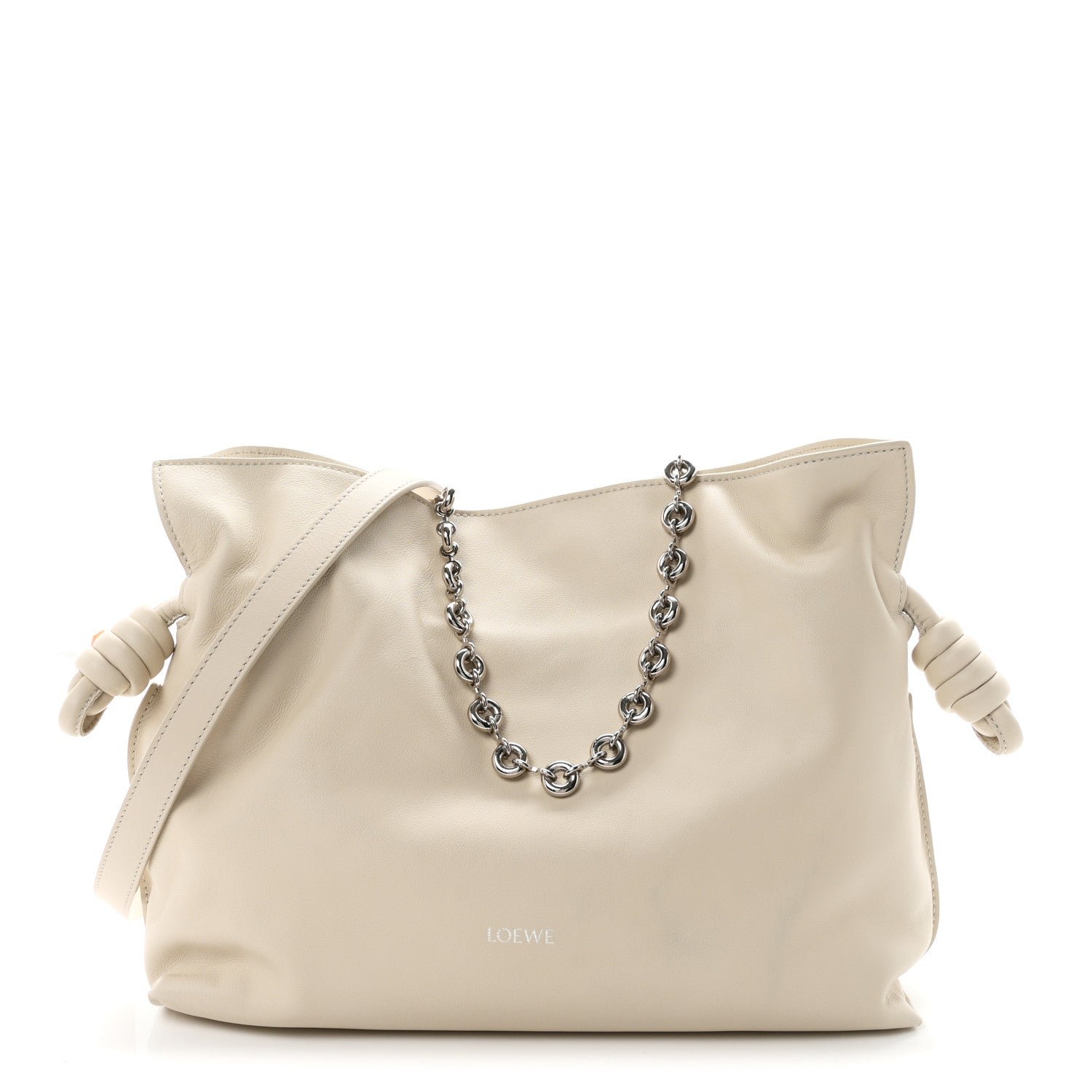 Loewe Mellow Nappa Medium Donut Chain Flamenco Knot Clutch Sea Salt