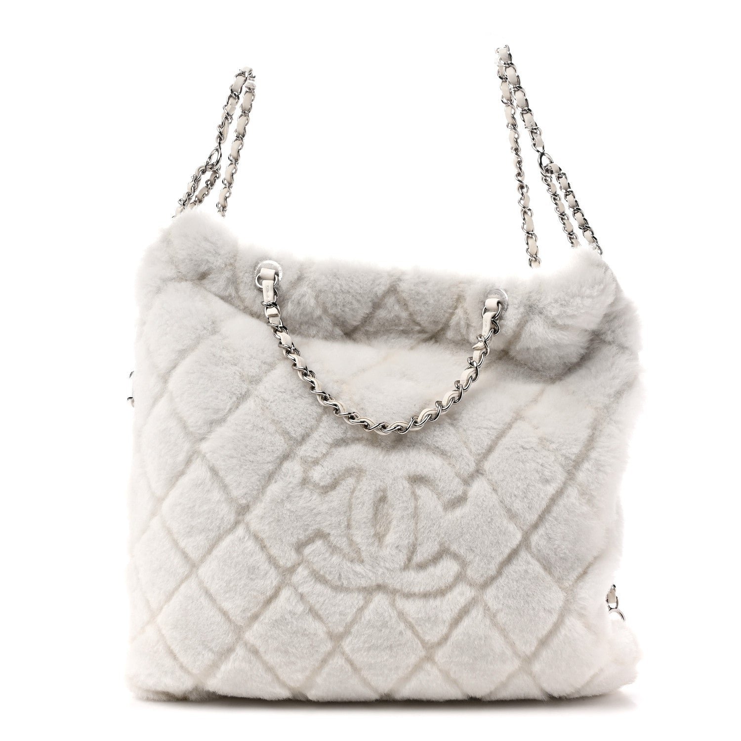 Chanel Shearling Coco Neige Backpack White