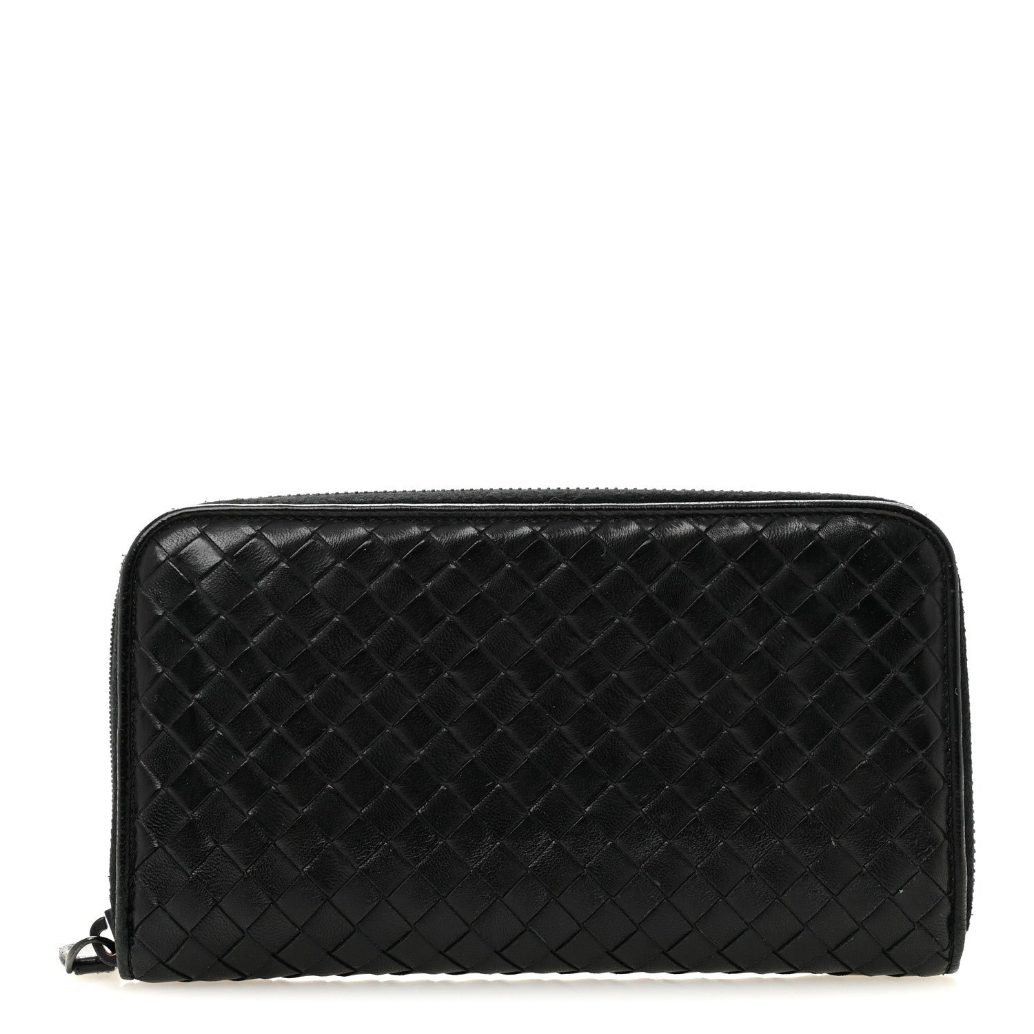 Bottega Veneta Nappa Intrecciato Zip Around Wallet Black