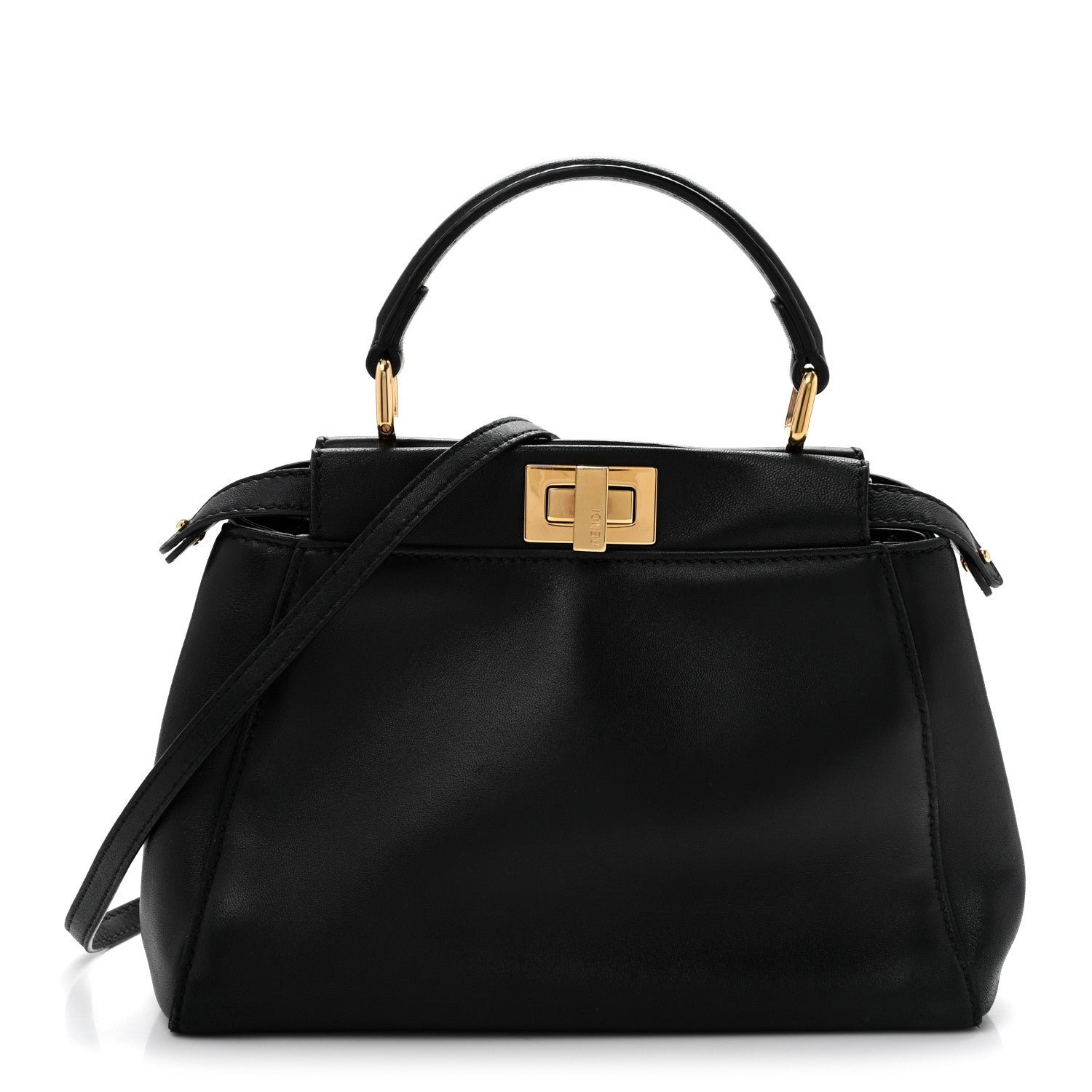 Fendi Nappa Mini Peekaboo Iconic Satchel Black