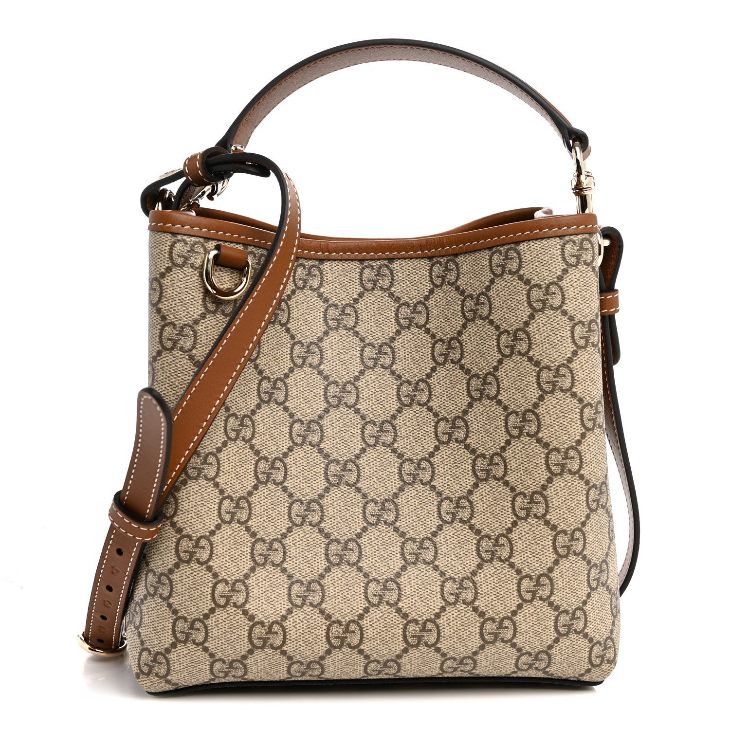 Gucci GG Supreme Monogram Emblem Small Shoulder Bag Beige Ebony Sundial
