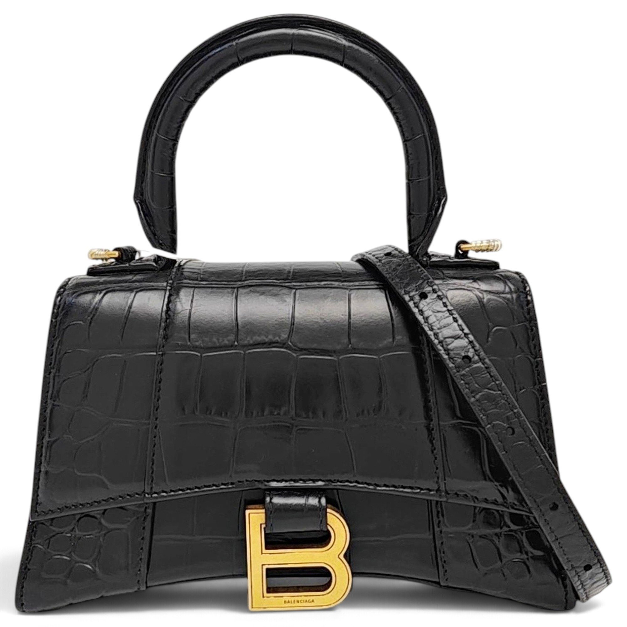 Hourglass leather handbag