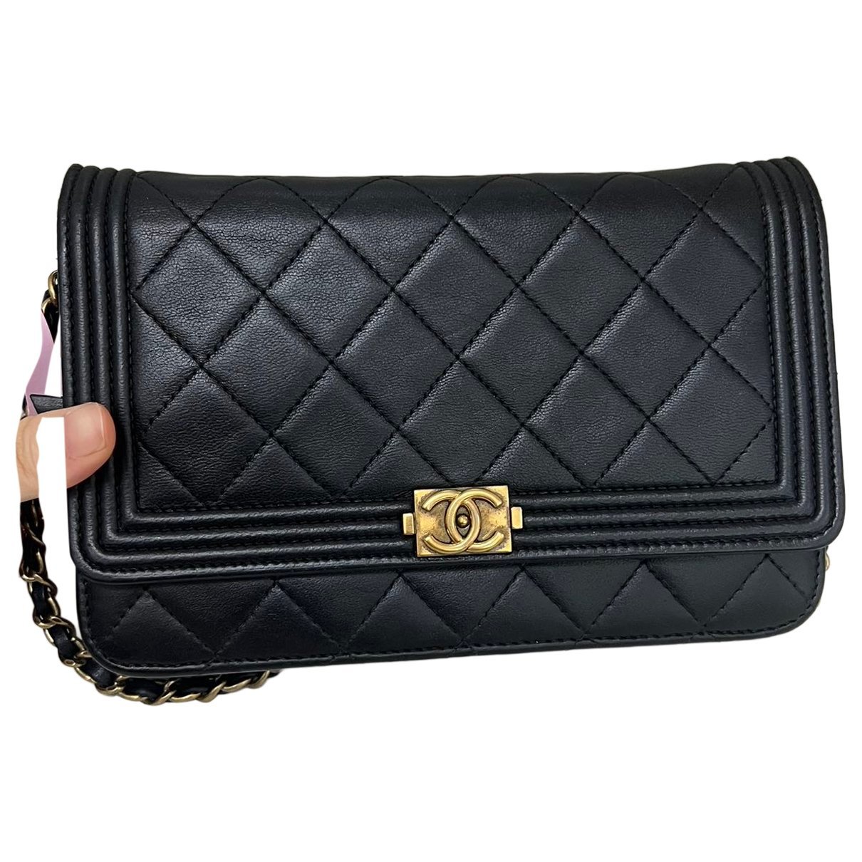 Wallet On Chain Boy Half Flap leather crossbody bag