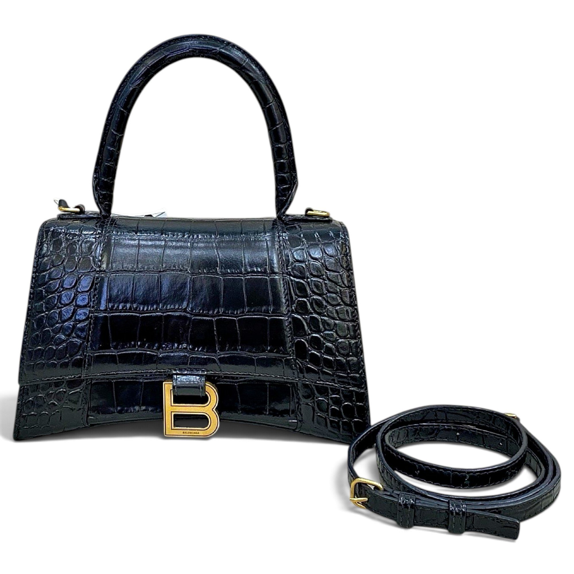 Hourglass leather handbag