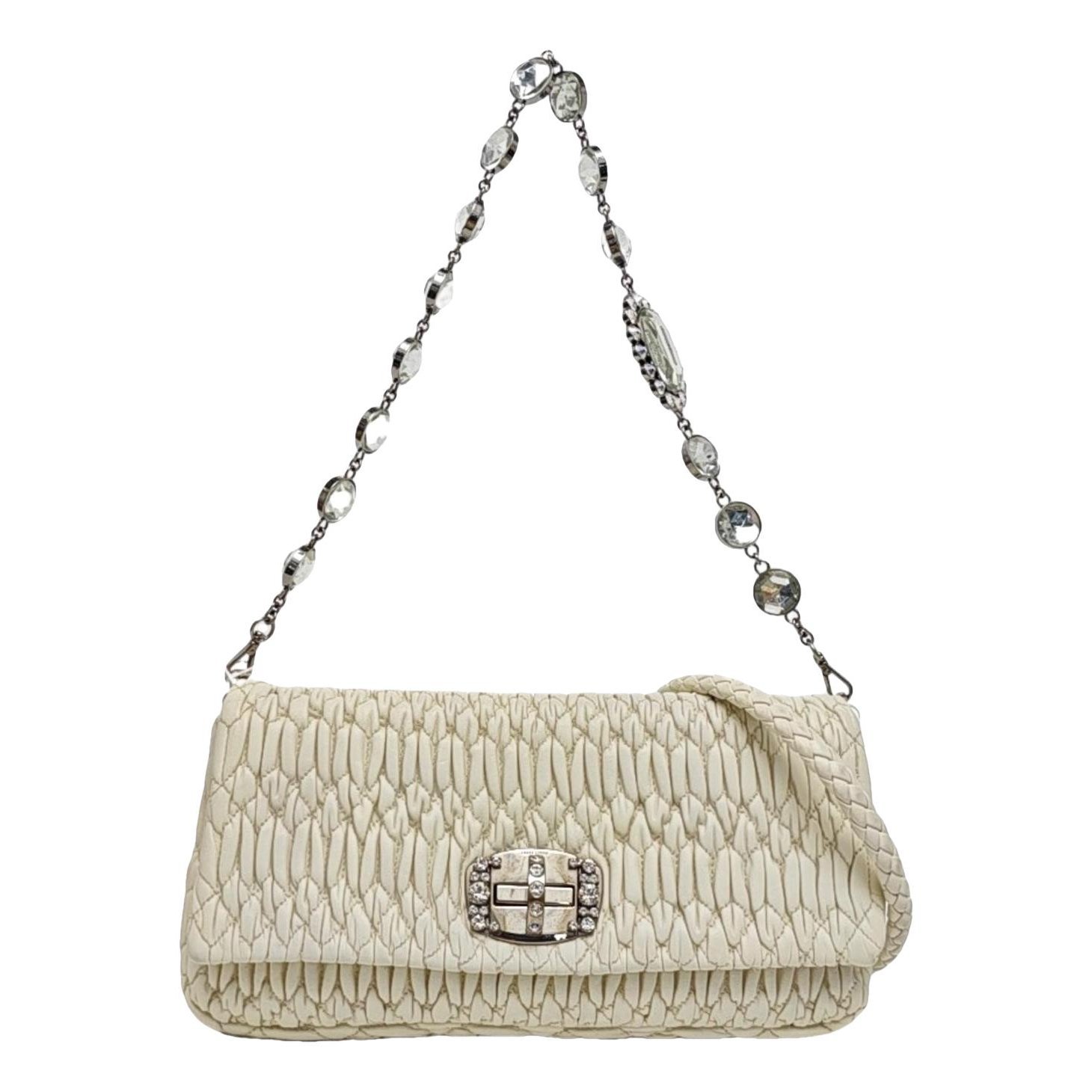 Miu Crystal leather handbag