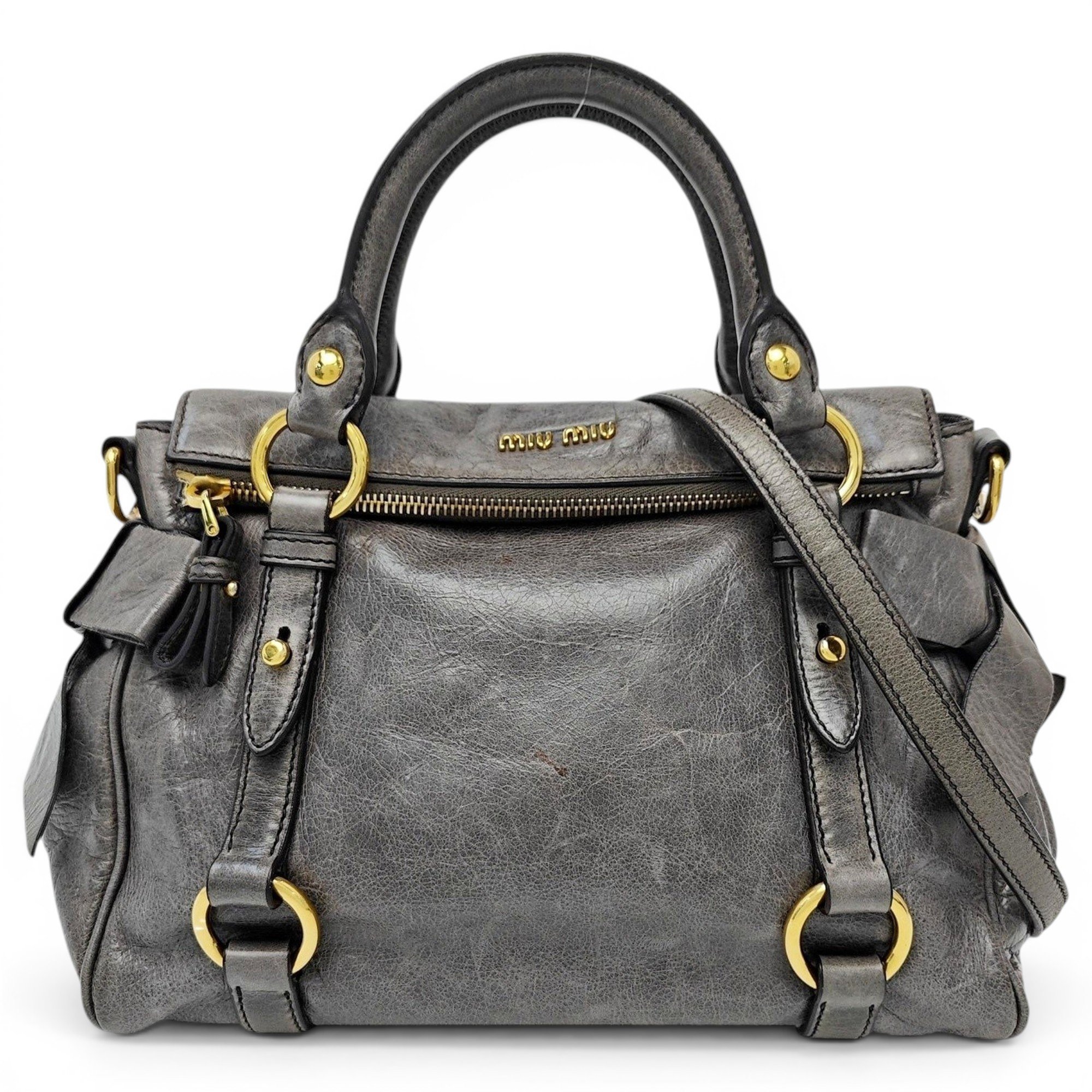Bow bag leather handbag